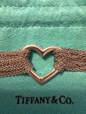 Tiffany & Co. Silver Heart Multi-Strand Bracelet with Toggle Closure